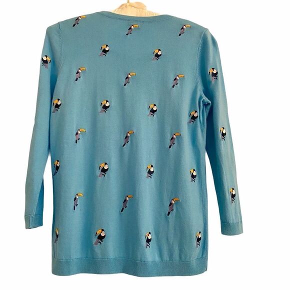 Talbots Toucan Embroidered Blue Cardigan Petite - Picture 7 of 7